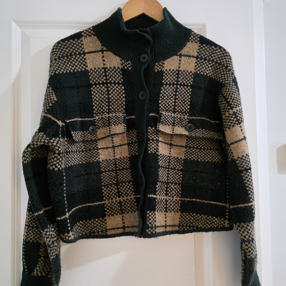 Plaid Button-Up Cardigan Sweater - Picture 1 of 4